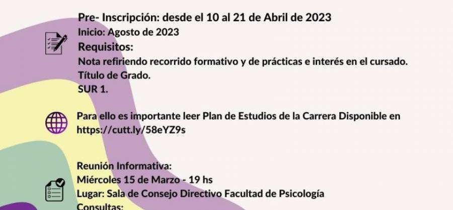 Especialización en Psicología Clínica, Institucional y Comunitaria