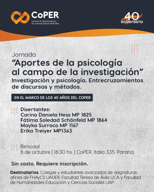 Aportes de la psicología al campo de la investigación Mesa de trabajo 1